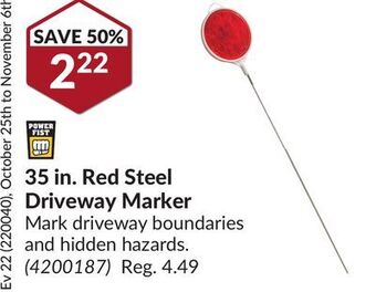 Princess Auto 35 in. red steel driveway marker offer