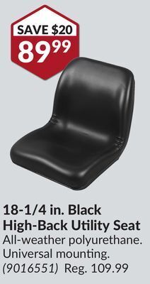 Princess Auto 18-1/4 in. black high-back utility seat offer
