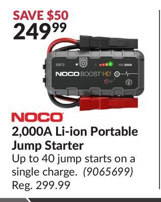 Princess Auto 2, 000a li-ion portable jump starter offer