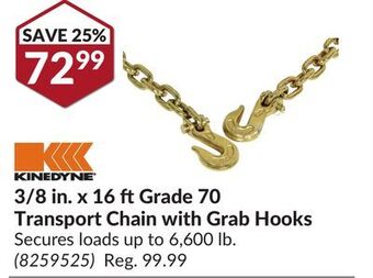 Princess Auto 3/8 in. x 16 ft grade 70 transport chain with grab hooks offer