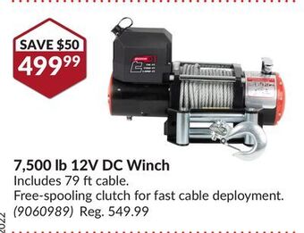 Princess Auto 7,500 lb 12v dc winch offer