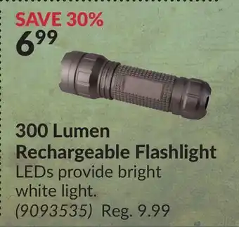 Princess Auto 300 lumen rechargeable flashlight offer