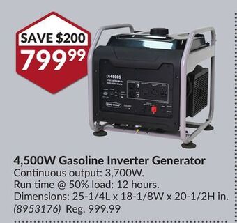 Princess Auto 4,500w gasoline inverter generator offer