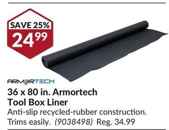 Princess Auto 36 x 80 in. armortech tool box liner offer