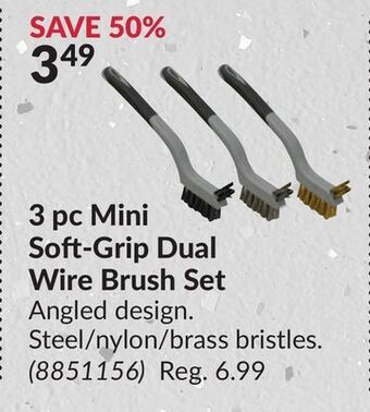 Princess Auto 3 pc mini soft-grip dual wire brush set offer