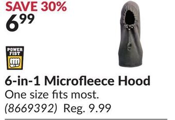 Princess Auto 6-in-1 microfleece hood offer