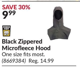 Princess Auto Black zippered microfleece hood offer