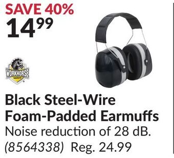 Princess Auto Black steel-wire foam-padded earmuffs offer