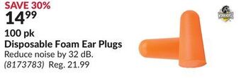 Princess Auto 100 pk disposable foam ear plugs offer