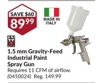 Princess Auto 1.5 mm gravity-feed industrial paint spray gun offer
