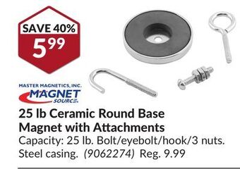 Princess Auto 25 lb ceramic round base magnet with attachments offer