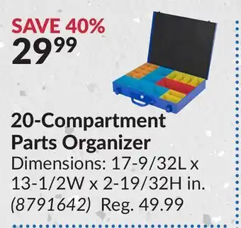 Princess Auto 20-compartment parts organizer offer