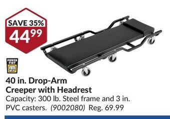 Princess Auto 40 in. drop-arm creeper with headrest offer