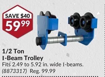 Princess Auto 1/2 ton i-beam trolley offer