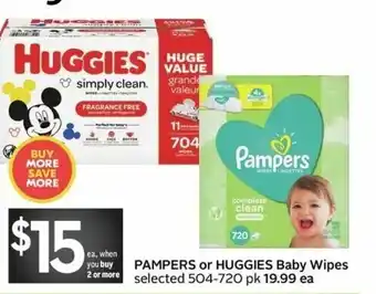 Sobeys Pampers or Huggies Baby Wipes offer