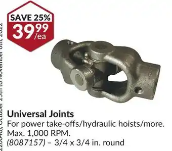 Princess Auto Universal joints offer