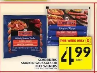 Food Basics Schneiders Smoked Sausages or Beef Wieners offer