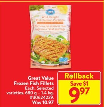 Walmart Great value frozen fish fillets offer
