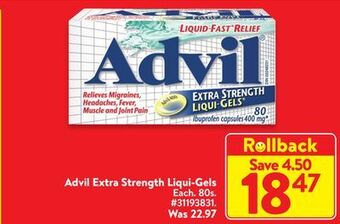 Walmart Advil extra strength liqui-gels offer
