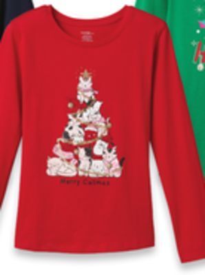 Walmart Kids' long-sleeve christmas novelty tee offer