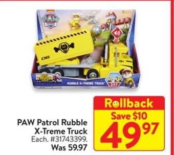 Walmart Paw patrol rubble x-treme truck offer