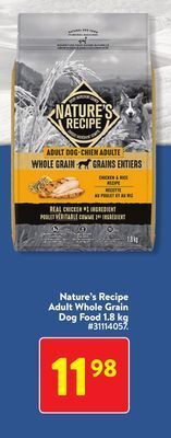 Walmart Nature's recipe adult whole grain dog food 1.8 kg offer