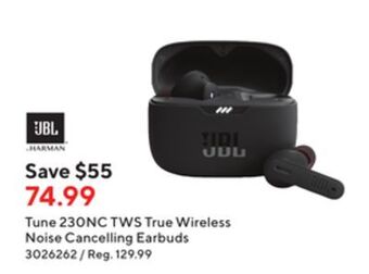 Staples Jbl tune 230nc tws true wireless noise cancelling earbuds offer