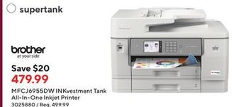 Staples Brother mfcj6955dw inkvestment tank all-in-one inkjet printer offer