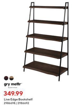 Staples Gry mattr live edge bookshelf offer