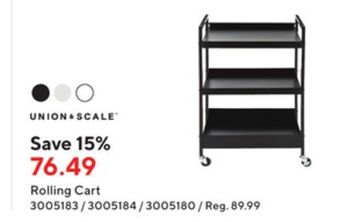 Staples Union & scale rolling cart offer