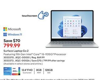 Staples Microsoft surface laptop go 2 offer
