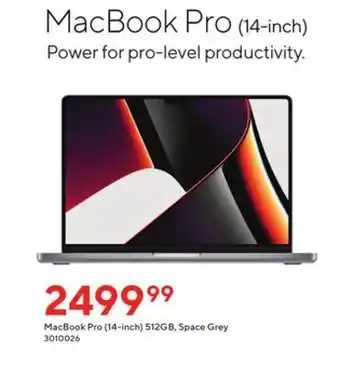 Staples Macbook pro (14-inch) 512gb, space grey offer