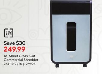 Staples Tru red 16-sheet cross - cut commercial shredder offer