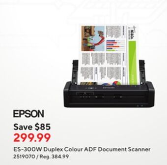 Staples Epson es-300w duplex colour adf document scanner offer
