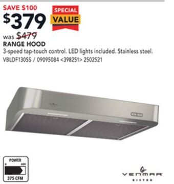 Lowe's Venmar range hood offer
