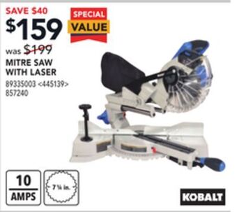 Lowe's Kobalt mitre saw with laser offer