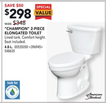 Lowe's American standard "champion" 2-piece elongated toilet offer