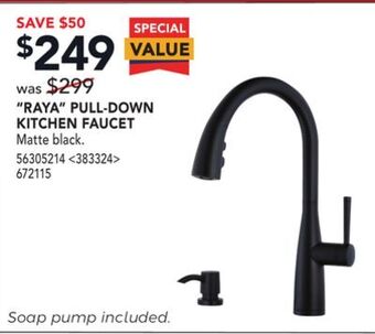 Lowe's Pfister "raya" pull-down kitchen faucet offer