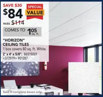 Lowe's "horizon" ceiling tiles 2' x 4' x 5/8" offer