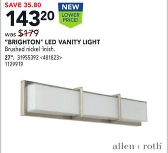 Lowe's Allen + roth "brighton" led vanity light 27" offer