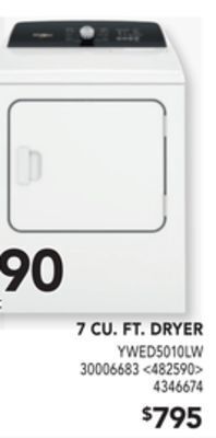 Lowe's Whirlpool 7 cu. ft. dryer offer