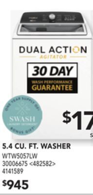 Lowe's Whirlpool 5.4 cu. ft. washer offer