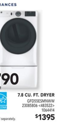 Lowe's Ge 7.8 cu. ft. dryer offer