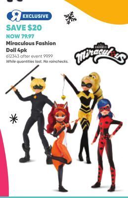 Toys R us Miraculous fashion doll 4pk offer
