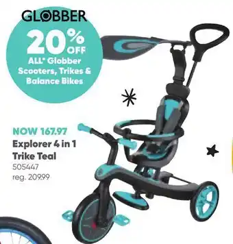 Toys R us Globber explorer 4 in 1 trike teal offer