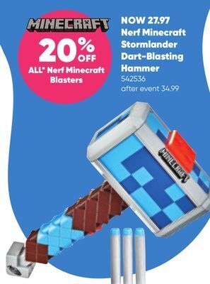 Toys R us Nerf minecraft stormlander dart-blasting hammer offer