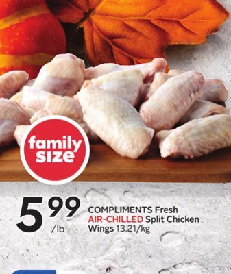 Sobeys Compliments fresh air-chilled split chicken wings offer
