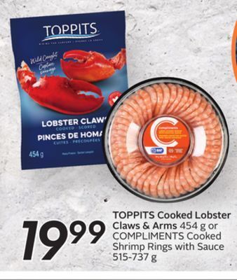 Sobeys Toppits cooked lobster claws & arms offer