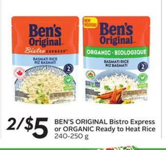 Sobeys Ben's original bistro express or organic ready to heat rice offer