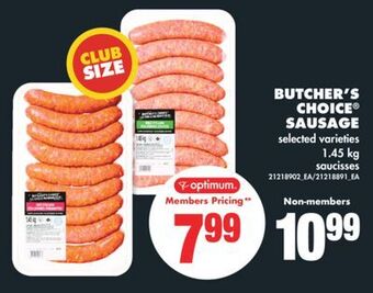 No Frills Butcher's choice® sausage, 1.45 kg offer